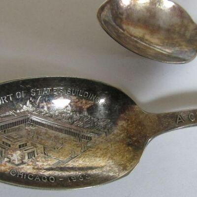 Colombian Exposition Columbus Demi Spoon, Chicago World's Fair Century of Progress Spoon with Black Partirdge