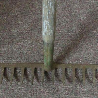 Antique Garden Rake, Heavy Short Tines