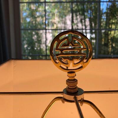 Antique Satsuma Lamp with Warrior and Flower Details Depicting War and Peace