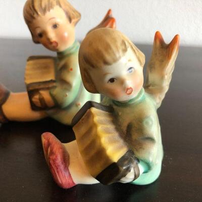 Antique Pair of Hummel 1/39/0 Angel Accordion Girls with Full Bee Stamp