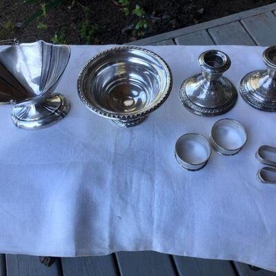 Antique Sterling Silver Candle Holders Napkin Rings and Webster Le Pierre Bowls