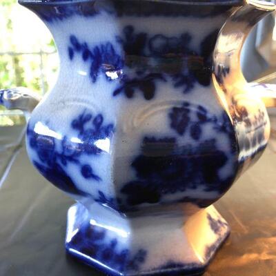 Pair of Flow Blue and White Porcelain Lamps Scinde Oriental Stone J&G Alcock