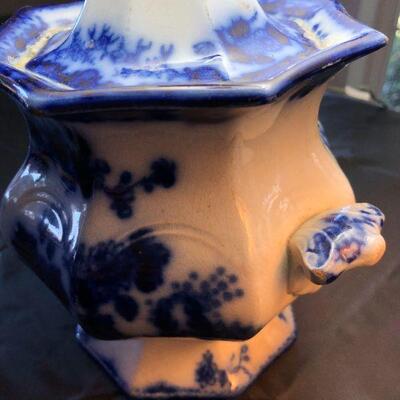 Pair of Flow Blue and White Porcelain Lamps Scinde Oriental Stone J&G Alcock
