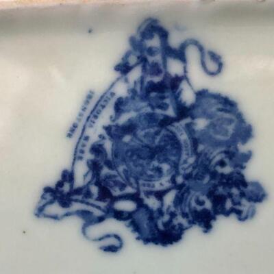 Large Victoria Ware Flow Blue Ironstone Porcelain Antique Planter or Foot Bath