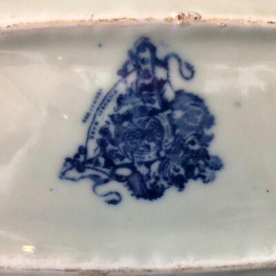 Large Victoria Ware Flow Blue Ironstone Porcelain Antique Planter or Foot Bath