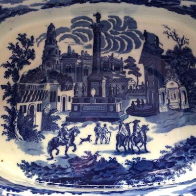 Large Victoria Ware Flow Blue Ironstone Porcelain Antique Planter or Foot Bath