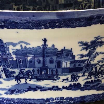 Large Victoria Ware Flow Blue Ironstone Porcelain Antique Planter or Foot Bath