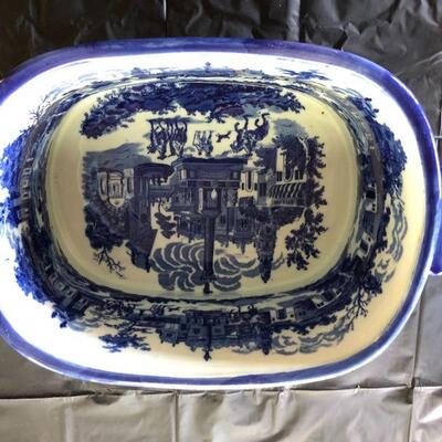 Large Victoria Ware Flow Blue Ironstone Porcelain Antique Planter or Foot Bath