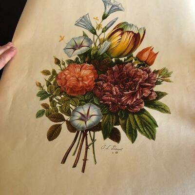 1945 Jean Louis Prevost Bouquets Paris Etching Society Two Vibrant Floral Prints in Original Sleeve