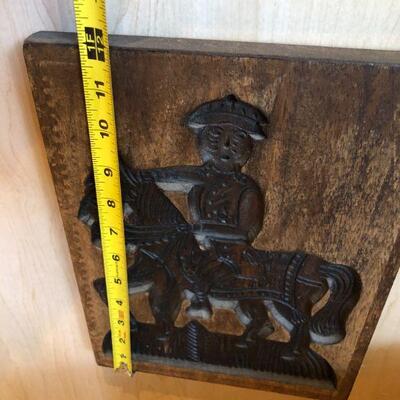 Pair of Vintage Carved Wood Block Wall Art Horse and Horseback Rider