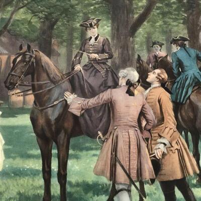 Antique Paris 1906 Copyright Thulstrup Goupilgravure Print Social Horseback Scene