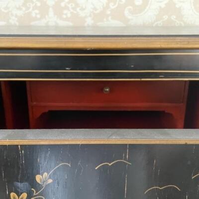 Spectacular chinoiserie antique chest with hidden storage inside the drawer