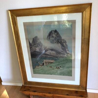 Antique Print Edward Theodore Compton Langkofel und FÃ¼nffingerspitze Mountain Painting Print