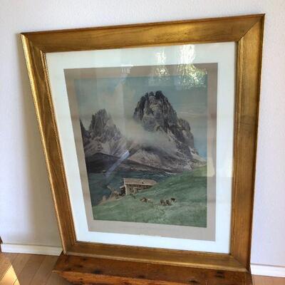 Antique Print Edward Theodore Compton Langkofel und FÃ¼nffingerspitze Mountain Painting Print