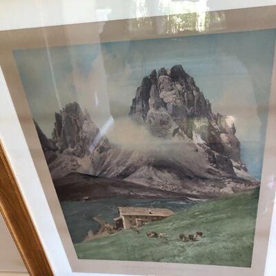 Antique Print Edward Theodore Compton Langkofel und FÃ¼nffingerspitze Mountain Painting Print