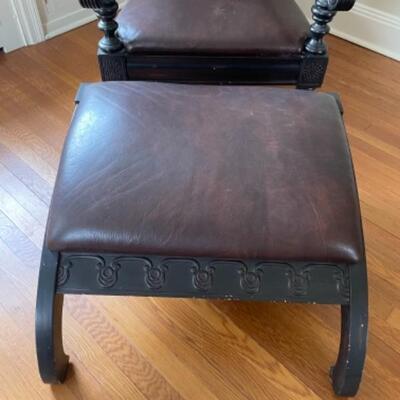 Gorgeous unique leather chair with matching ottoman
