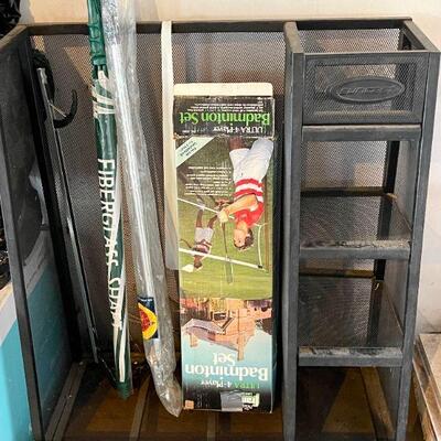 Lot 208  Metal Mesh Sports Equipment Storage Rack