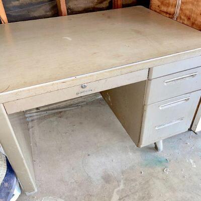 Lot 209  Vintage Industrial Steel Masters Office Desk 
