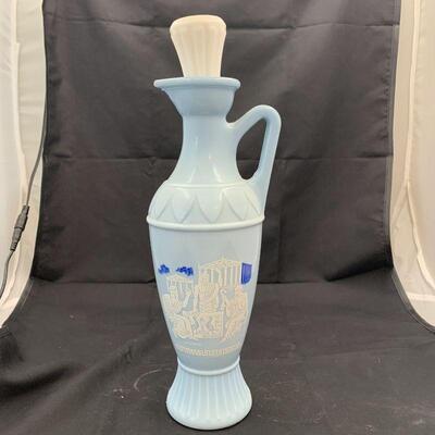 Vintage Jim Beam 1961 Opaque Blue Milk Glass Bottle ft. Aristotle Socrates Plato 