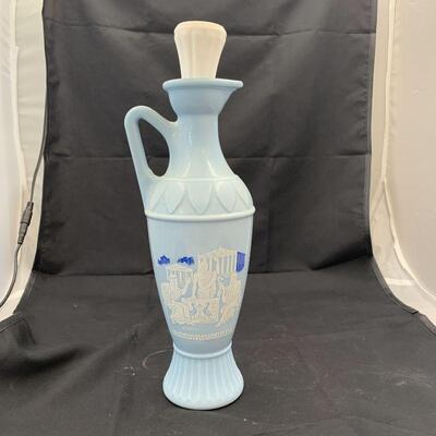 Vintage Jim Beam 1961 Opaque Blue Milk Glass Bottle ft. Aristotle Socrates Plato 
