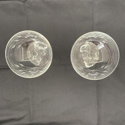 2 Vintage Champagne Glasses With Soft Etching