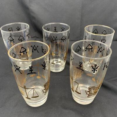 5 Vintage Libbey Rx Medicine Collins Glasses