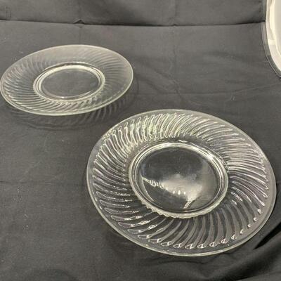 2 Vintage Hocking Glass Spiral Luncheon Plates