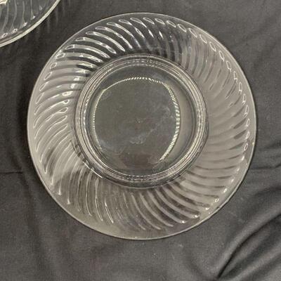 2 Vintage Hocking Glass Spiral Luncheon Plates