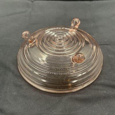 Vintage Pink Depression Glass Footed Candy Dish