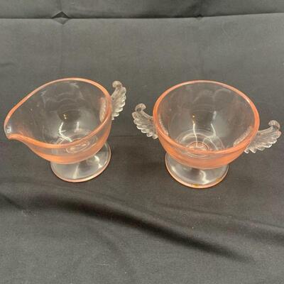 Westmoreland Glass Co. Pink Depression Glass Creamer And Sugar Bowl