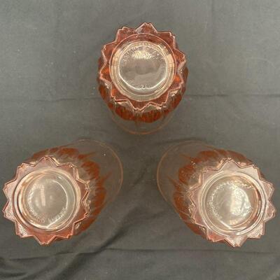 3 Vintage Depression Glass Tumblers