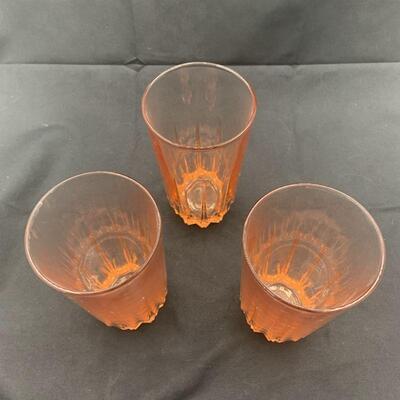 3 Vintage Depression Glass Tumblers