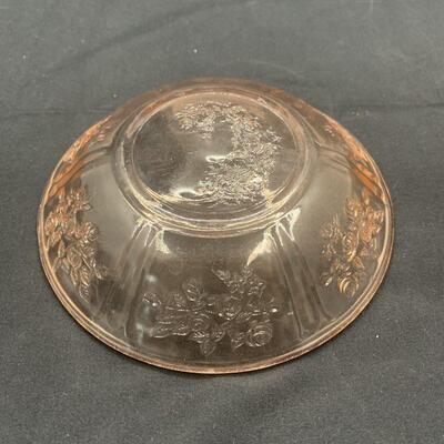 Vintage Federal Glass Co. Sharon "Cabbage Rose" Depression Glass Berry Bowl