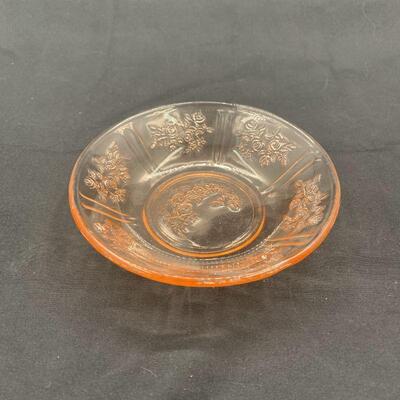 Vintage Federal Glass Co. Sharon "Cabbage Rose" Depression Glass Berry Bowl