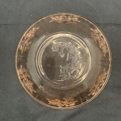 Vintage Federal Glass Co. Sharon "Cabbage Rose" Depression Glass Berry Bowl