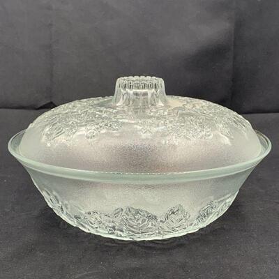 Vintage Firna Indonesia Pressed Glass Bowl With lid