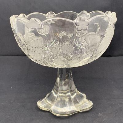 Vintage Crystal Footed Rooster Bowl