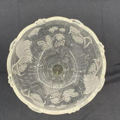 Vintage Crystal Footed Rooster Bowl