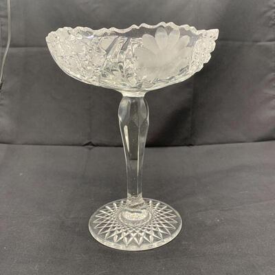 Antique American Brillian Cut Glass Crystal Compote
