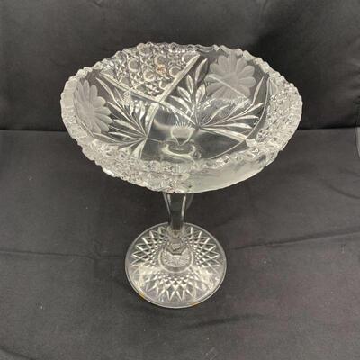 Antique American Brillian Cut Glass Crystal Compote