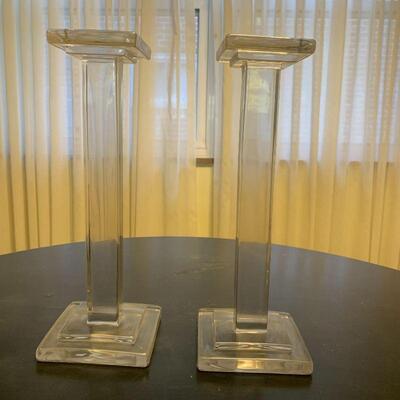 Vintage Art Deco Crystal Pillar Candle Holders