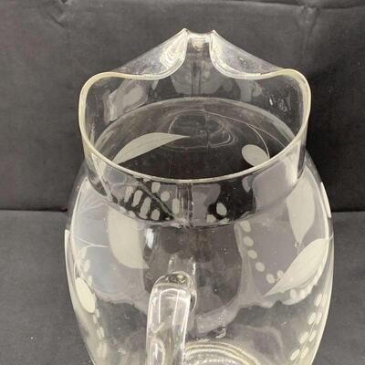 Vintage Grape and Vine Glass Pitcher