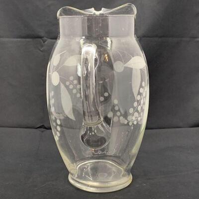 Vintage Grape and Vine Glass Pitcher
