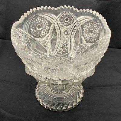 Vintage Pressed Glass Sawtooth Bowl and Pedestal
