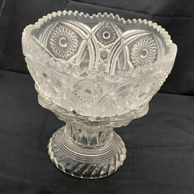 Vintage Pressed Glass Sawtooth Bowl and Pedestal