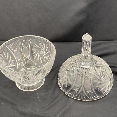 Vintage Bohemian Crystal Star Of David Pinwheel Candy Dish W/Lidâ€¦