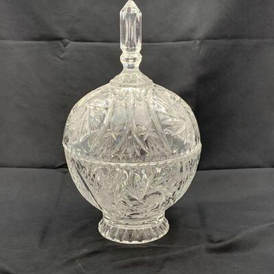 Vintage Bohemian Crystal Star Of David Pinwheel Candy Dish W/Lidâ€¦