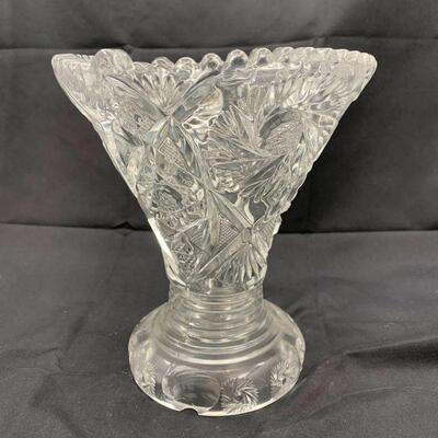 Vintage Sawtooth Crystal Pedestal Vase 