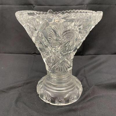 Vintage Sawtooth Crystal Pedestal Vase 