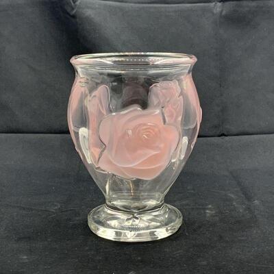 Vintage Raised Rose Glass Vase, Teleflora